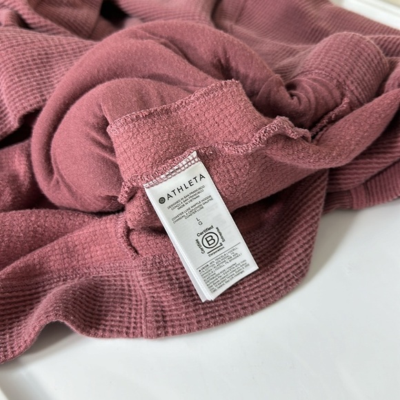 Athleta Coaster Luxe Waffle Hoodie Top Tawny Rose‎ Large - Picture 7 of 8